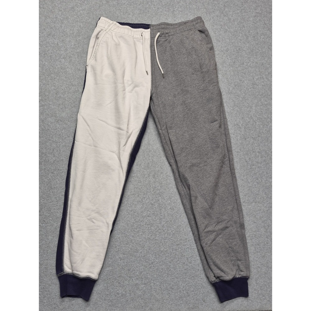 J.Crew Sweatpants Mens M White Grey Re-Imagined Colorblock French Terry Joggers